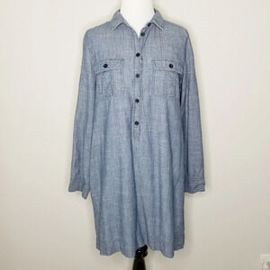 J. Crew Polka Dot Chambray Long Sleeve Dress M